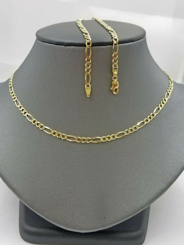 14KT Yellow Gold Figaro Link Chain 4mm Necklace 18" 20" 22" 24" 26" Real