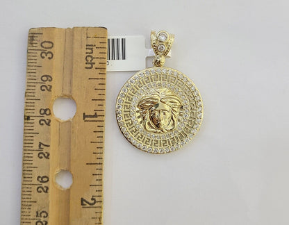 10k Yellow Gold Circular Pendant  head Charm 1-2" Inch Round 10kt Charm