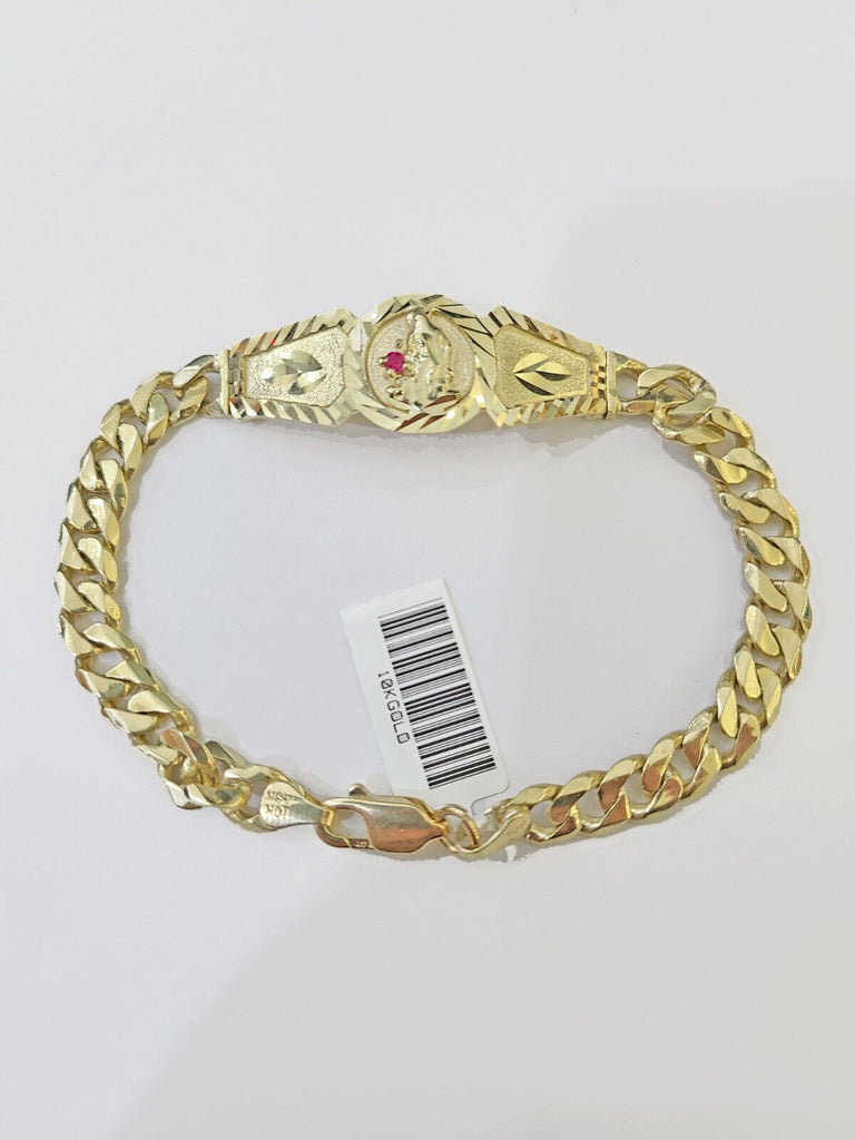 10k Gold St Lazaro Miami Cuban Bracelet Size 8" Inches 7mm 10kt Mens Ladies