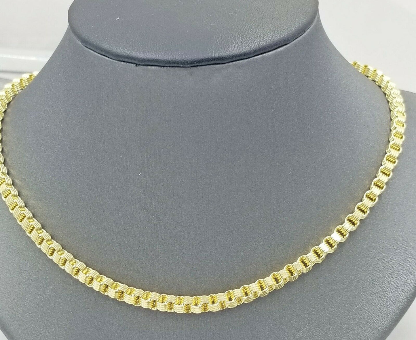 Real 10k Yellow Gold Byzantine Chain Necklace 20 Inch 4mm real Gold Men