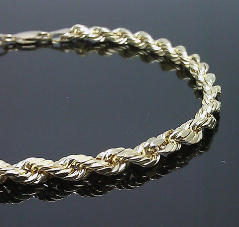Real 10K Yellow Gold Men Thick Rope Bracelet 8" Inches Men ladies