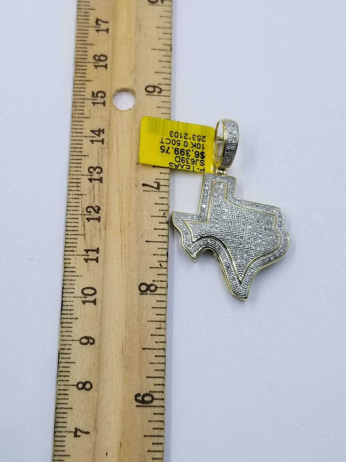 REAL 10k Diamond Pendant Texas Map Charm Genuine 0.50CT Yellow Gold Mens