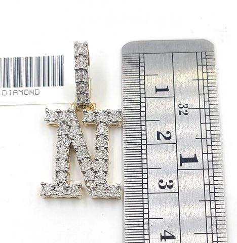 Real 10k Gold & Diamond Letter "N" Initial Alphabet Charm/Pendant 1.25".