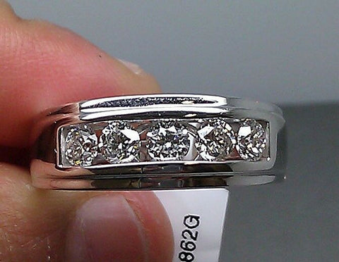 Mens Wedding Band 14K White Gold 1Ct Real Diamonds Engagement Anniversary Ring