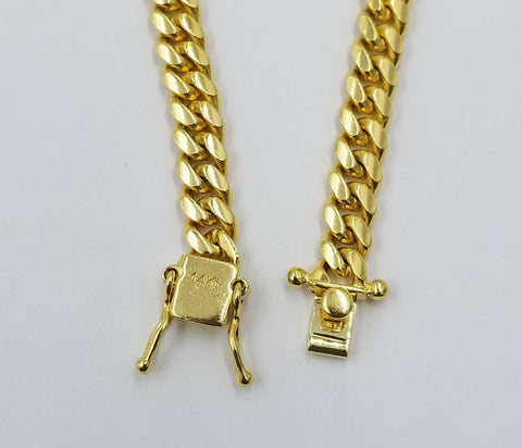14K Yellow Gold Necklace Miami Cuban Chain Link Box Clasp 22.5" inch 5mm Mens