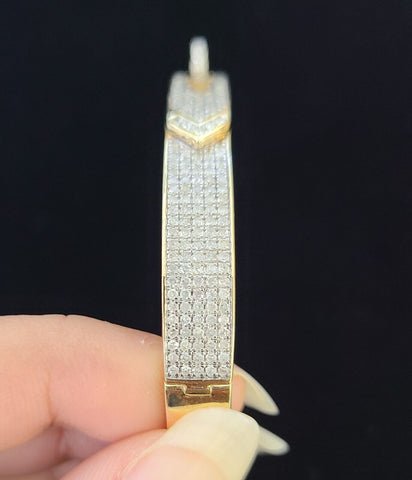 14K Yellow Gold Diamond Bracelet Bangle Spiral Design Round Cut REAL Gold