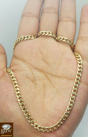 10K Yellow Gold Miami Cuban Chain 4mm 30" Inch Necklace Lobster, Daily Wear 10kt