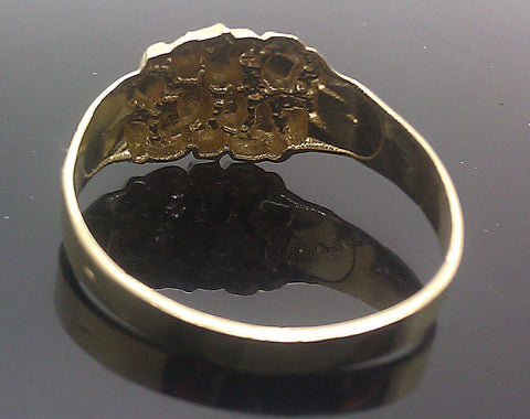 Genuine 10K Men Nugget Ring Yellow Gold Pinkey Casual Ring Band Unisex
