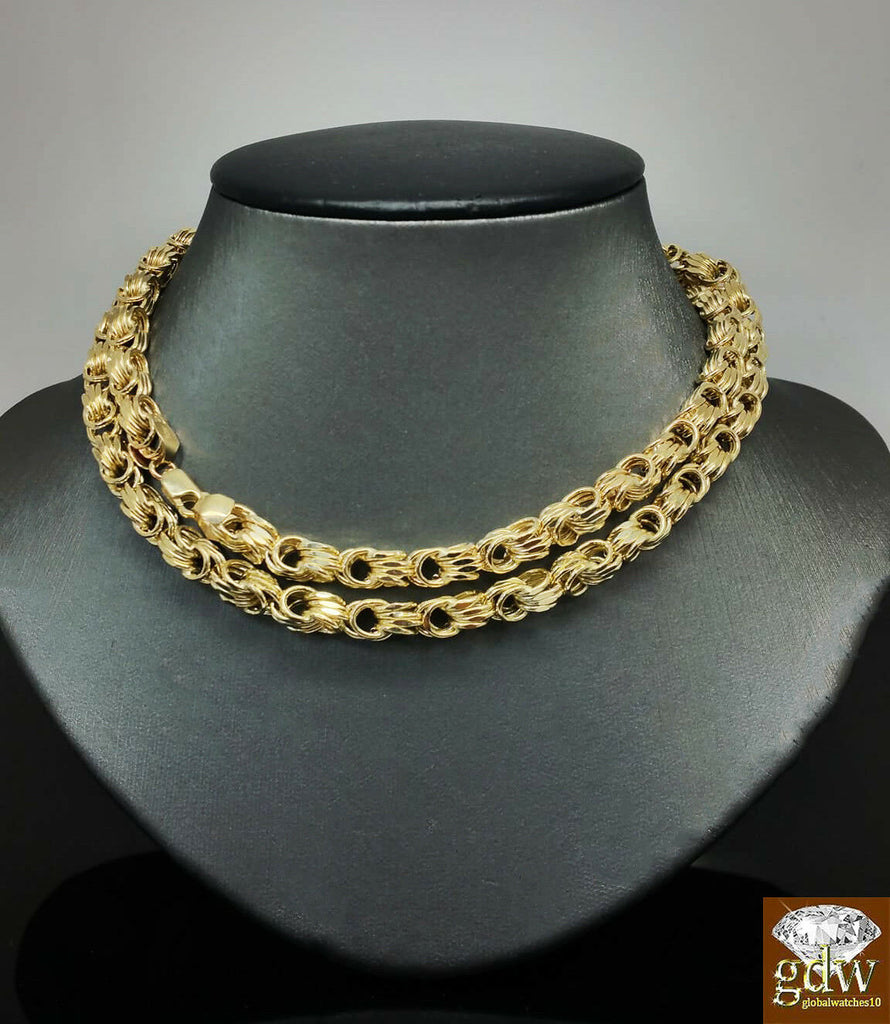 Real 10k yellow Gold byzantine chino Necklace chain 24"  26"  28" 30" Inch 5.5mm