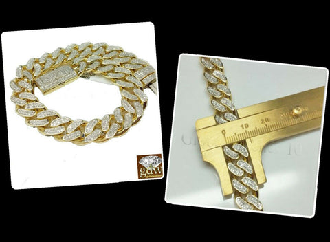 Diamond Bracelet 10k Solid Gold Cuban link Bracelet 9 Inch 8mm 2.5 CT Box Clasp