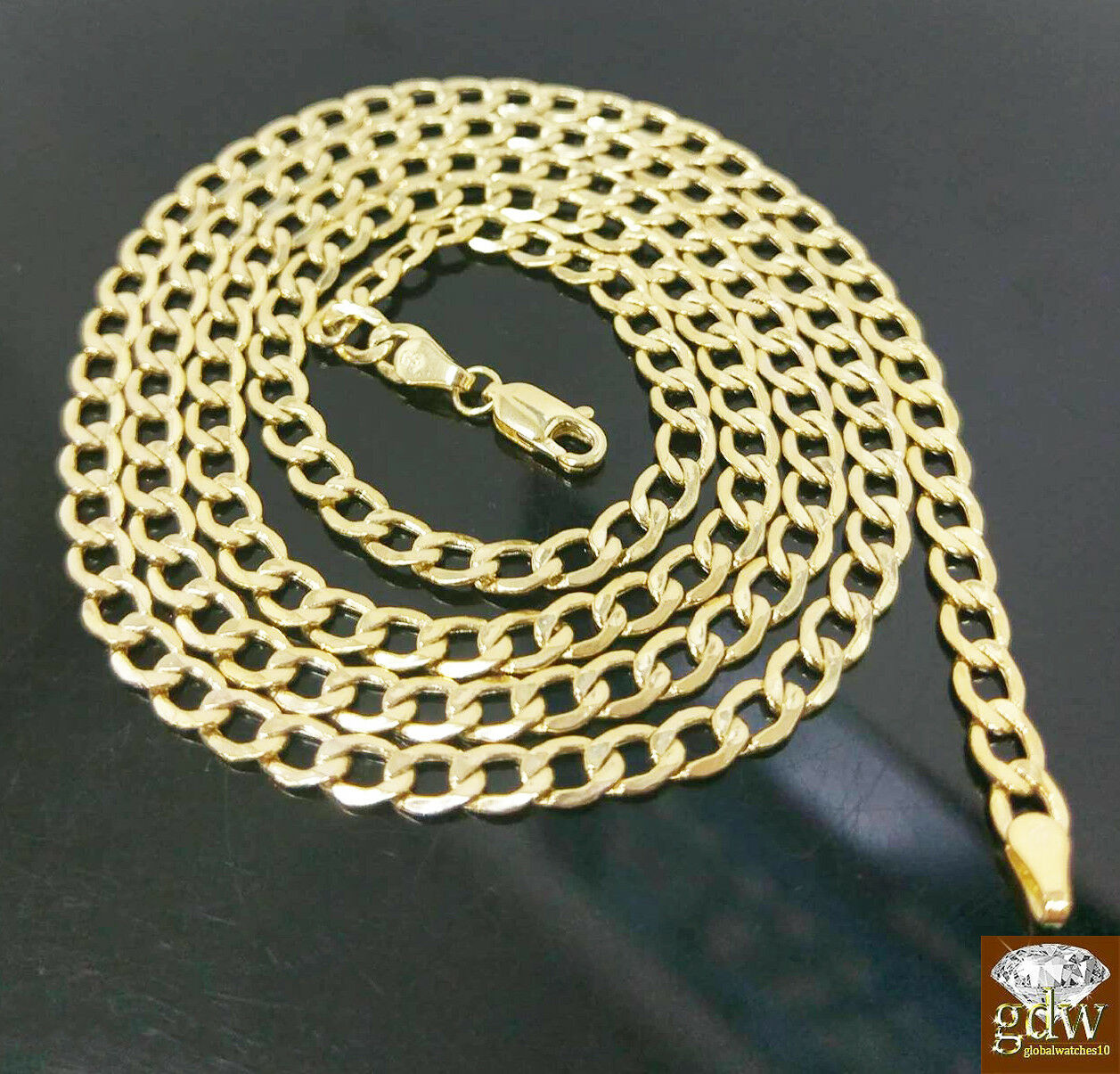 REAL 10k Yellow Gold Cuban link Necklace chain 18" 24" 30" Men Women Kids