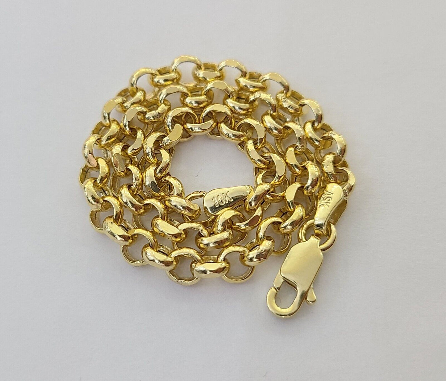 10k Yellow Gold Rolo Chain Bracelet 8 Inch 5mm Link Necklace Chain 22" Inch