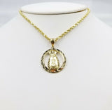 Real 10K Gold Dollar Bag Charm 3mm Round Pendant Rope Chain 18" 20" 22" 24" 26"