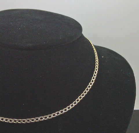 22" Real 10K Yellow Gold Link Chain Necklace Diamond Cut Chain Men Women
