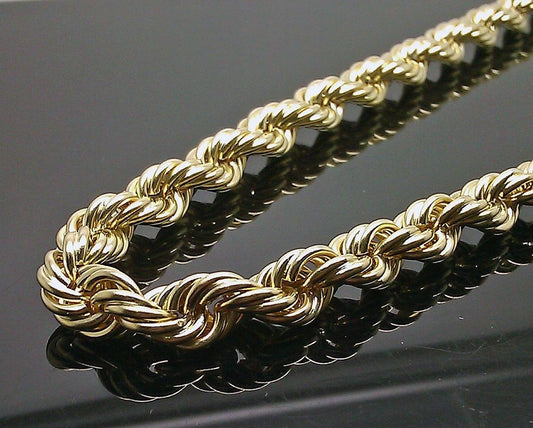 Men Real 10k Yellow Gold Thick Rope Chain Necklace 22" inch 10mm