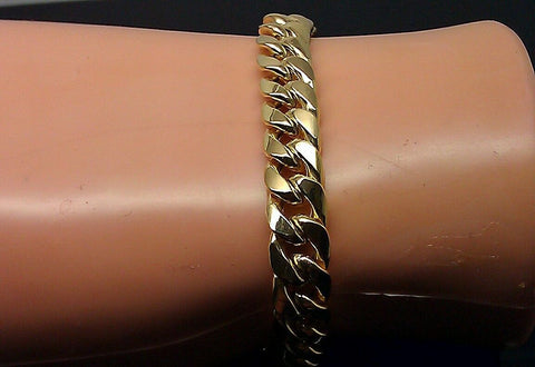 9 inch Gold Bracelet Men 10k Real Miami Curb Link Bracelet custom box Lock