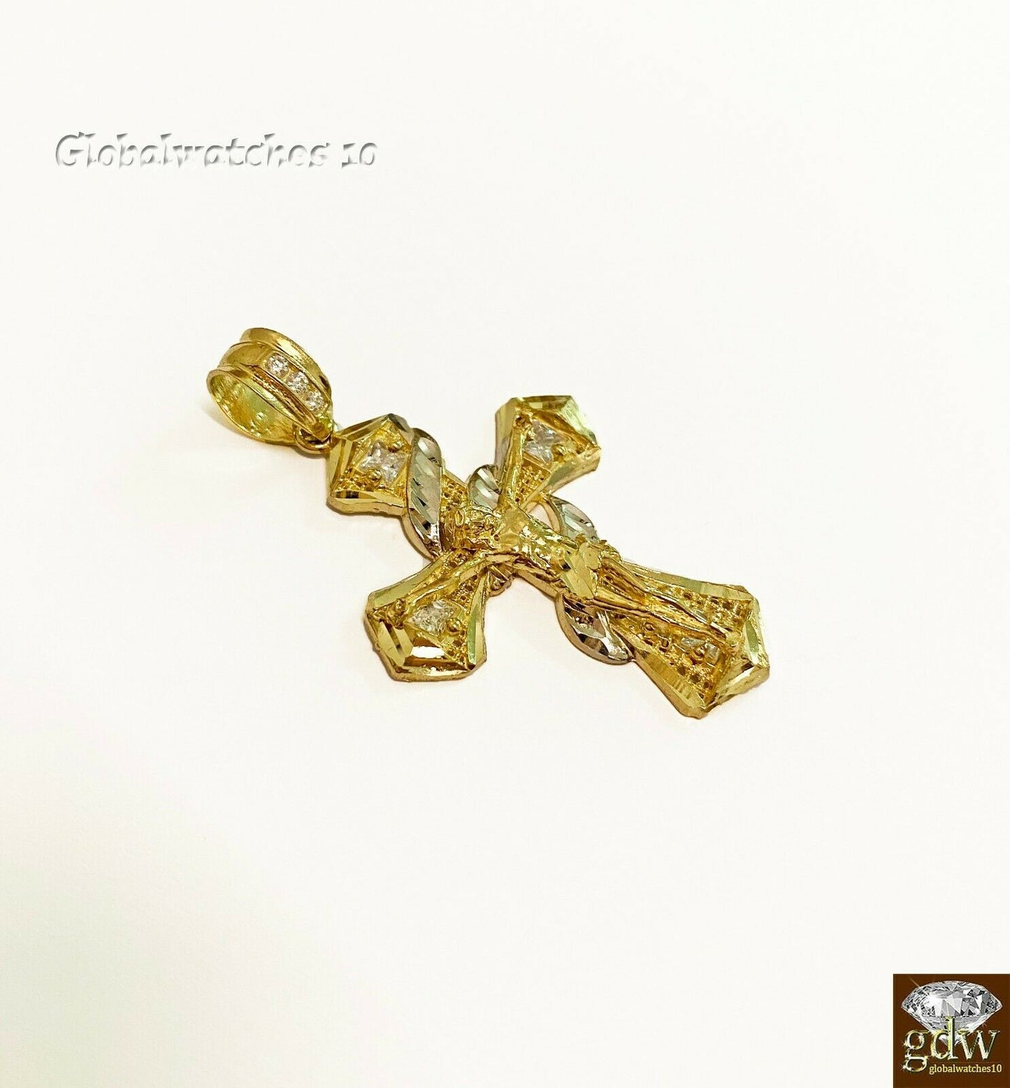 Real 10k Gold Jesus Cross Pendant Charm Crucifix 2" 10kt Yellow Gold Men Women