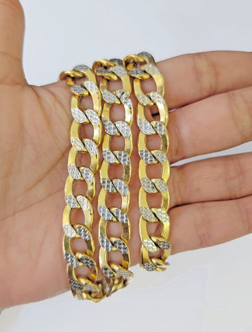 Real 10k Yellow Gold Cuban Curb Link Chain 9mm gold with diamond cuts