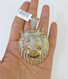 Real 10K Roaring Lion Head Pendant Made With Yellow Gold and Genuine Diamonds