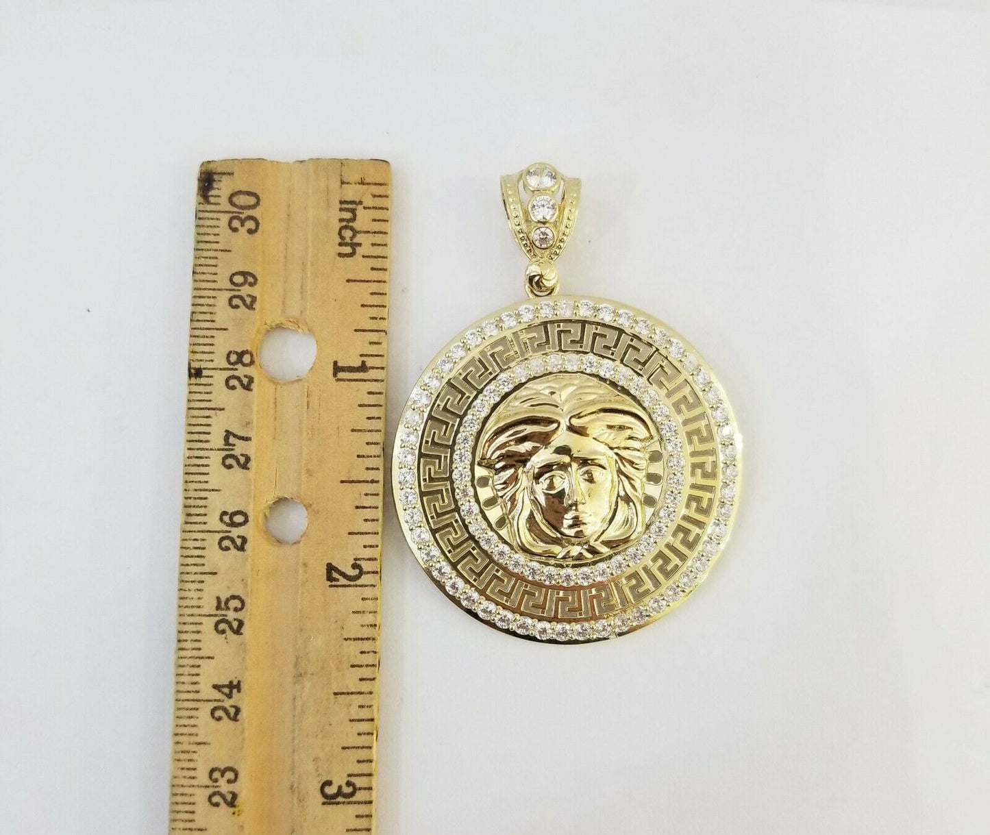 10k Yellow Gold Men Circular Pendant Diamond Cut 2" REAL10kt Round gold charm