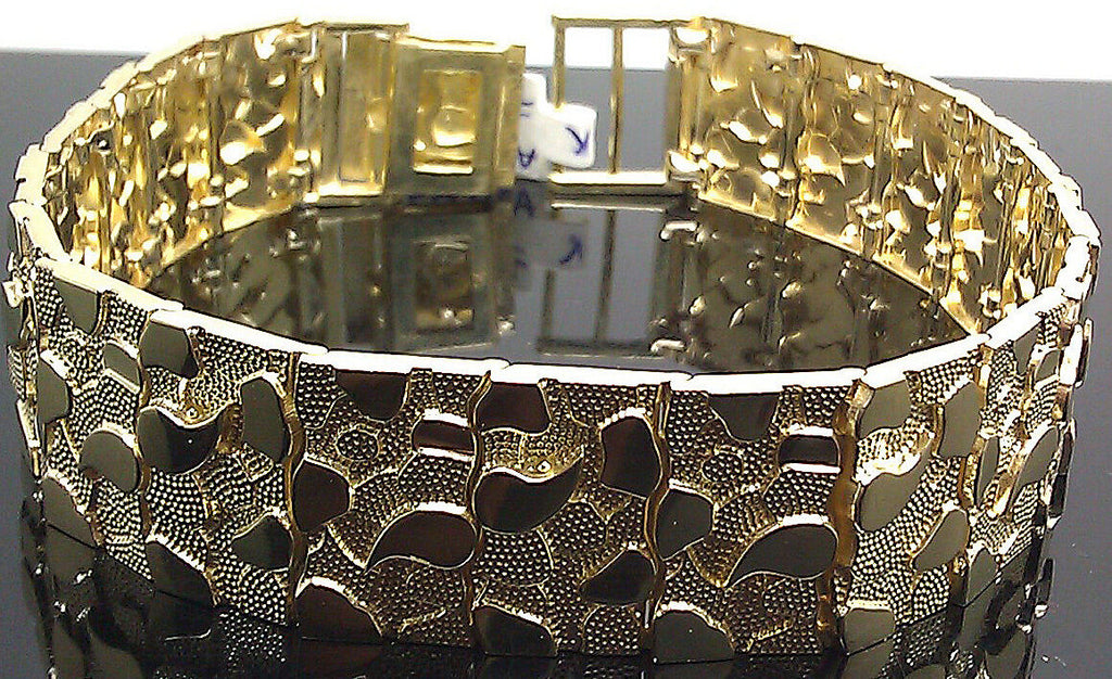 Heavy 15.5mm Men's Nugget Bracelet in 14 Karat Gold — Antique Jewelry Mall