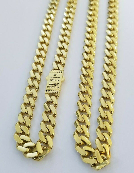 REAL 10k Gold Royal Miami Cuban Chain 6mm Monaco Necklace 18"-24" 10kt yellow Gd