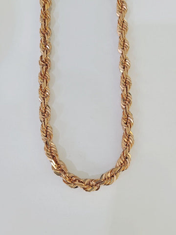 10k Solid Rose Gold Rope Chain Necklace 24" Inches 6mm Diamond Cut