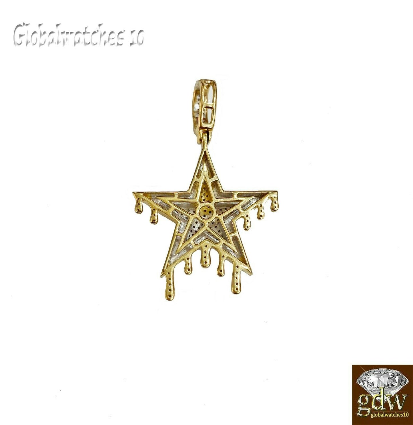 Real 10k Yellow Gold and Diamond Star Charm/Pendant for Men/Women, Angel