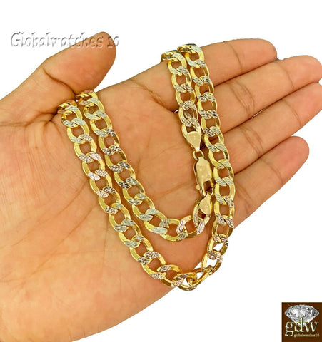 Solid 10k Gold Cuban Link Chain Diamond Cut 8mm 28 inch ,Lobster Lock Real Gold