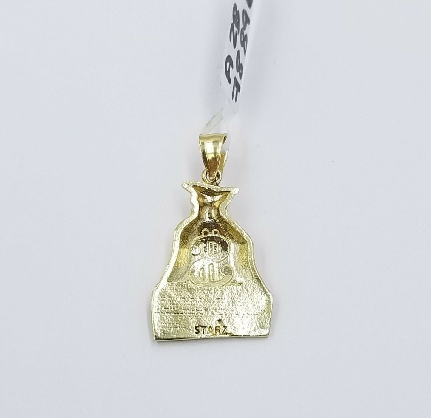 Dollar Bag 10k Gold Charm Pendant With Miami Cuban Chain 3mm  "Every Body EATS"