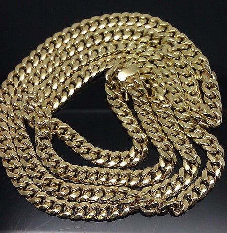 Box clasp Real 10K Yellow Gold Miami Cuban Link Chain Necklace 6mm 30" inch Men
