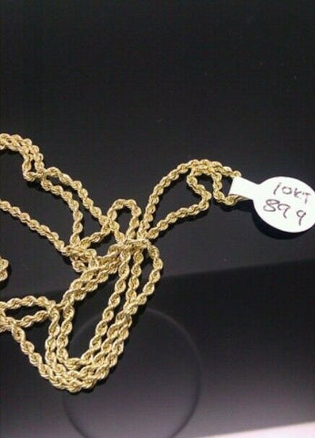 Brand New Real 10K Yellow Gold Rope Chain Necklace 22" Inch Men Women