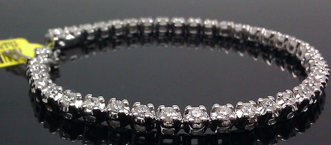 10K Ladies White Gold Elegant Tennis Bracelet With 3.00CT Round Diamond