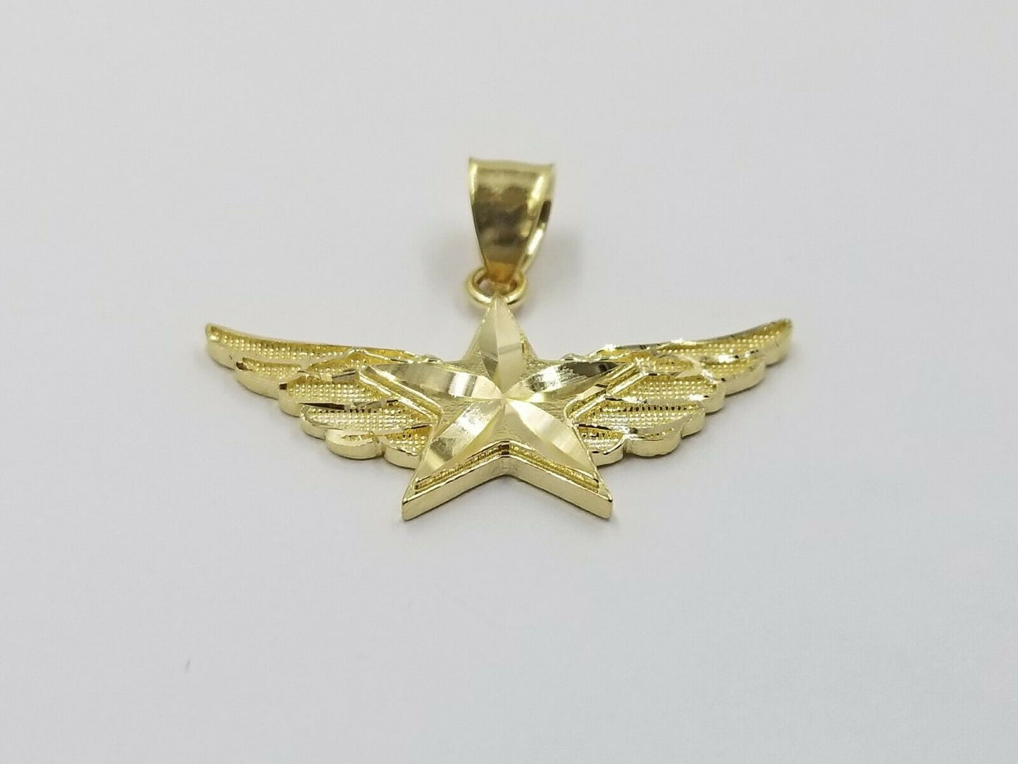 10k Gold Mens Starwings Charm Pendant 2.5mm Rope Chain in 18 20 22 24 26 28 Inch