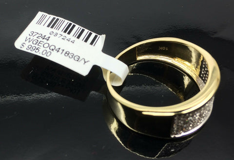 Mens 10K Yellow Gold Men Band Ring Wedding Engagement  Size 10 Genuine 1/4CT Dim