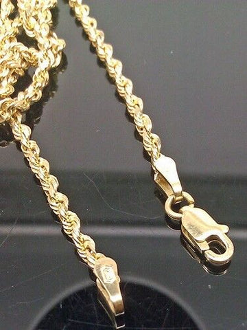 Solid Real 10k Gold Rope Chain 3mm Women 16 Inch Necklace On Sale Free Shipping