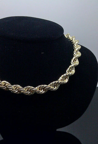 9mm 22" 10K Yellow Gold Thick Rope Chain Necklace REAL 10kt Gold For Mens