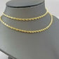 Real 14KT SOLID Yellow Gold 4mm Rope Chain Diamond Cut 24" Inches Lobster Lock