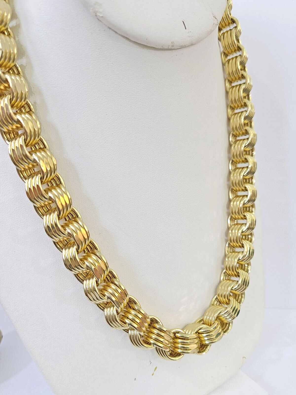 Real 10k Gold Byzantine Chain 12mm 26 Inch Men's yellow gold necklace Real gold