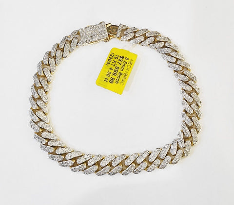 Solid 10k Yellow Gold Diamond Bracelet Miami Cuban Link 8.5 inch 8.5mm REAL