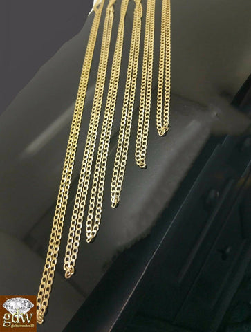 REAL 10k Yellow Gold Cuban link Necklace chain 18" 24" 30" Men Women Kids