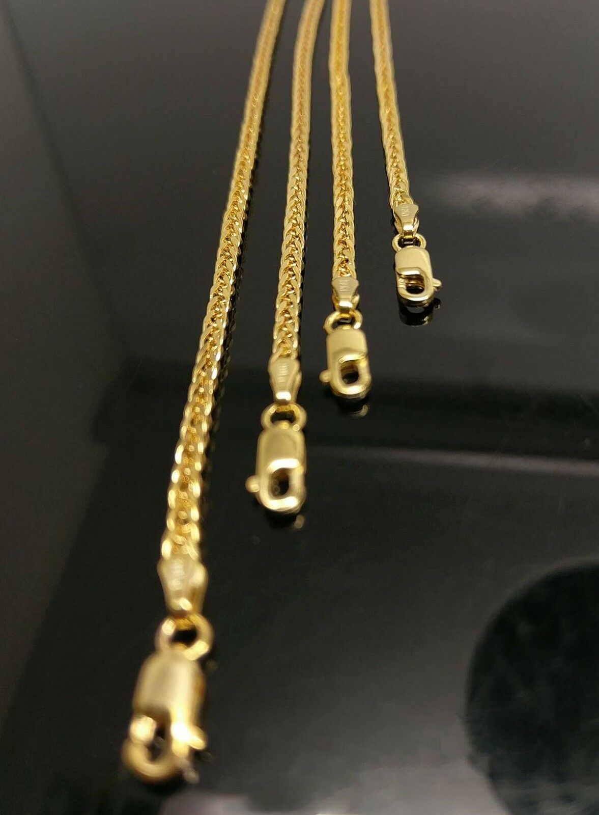 10k Yellow Gold 3mm Palm Chain Necklace 18"-30" Inch Mens ladies REAL 10KT GOLD