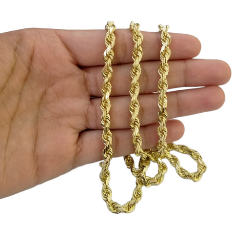 10k Yellow Gold Solid Rope Chain Necklace 7mm 22" Inch  Real 10KT Gold