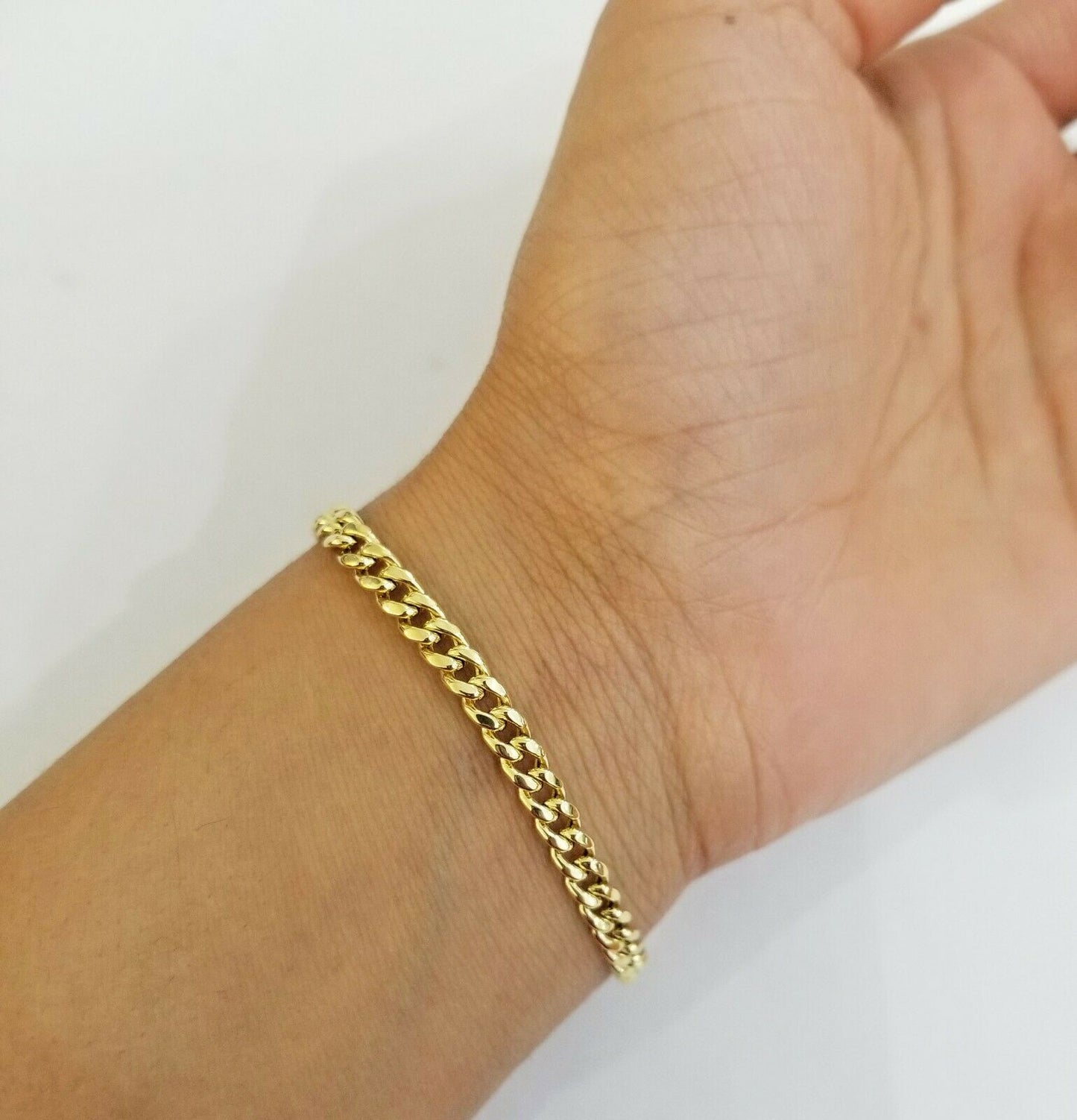 10k Yellow Gold Miami Cuban Bracelet 8inch 5mm,lobster lock men women hand chain