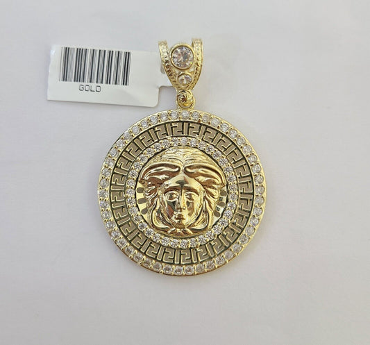 Real 10k Yellow Gold Head Charm Pendant 2" Inches Round New Charm Circular 10kt