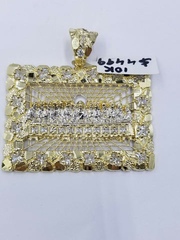 10k Real Yellow Gold Last supper pendant Charm Byzantine 28"Chain Mens Necklace