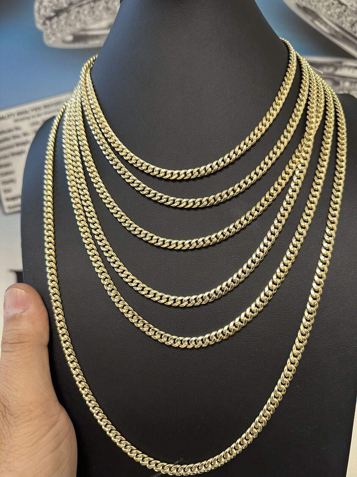 Real 10k Gold Miami cuban Link Chain 5.5 to 6 mm Necklace 20 inch Box Lock