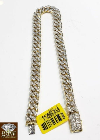 REAL Diamond Bracelet Solid 10k Gold Cuban link 4CT Diamond Box clasp 7.5"