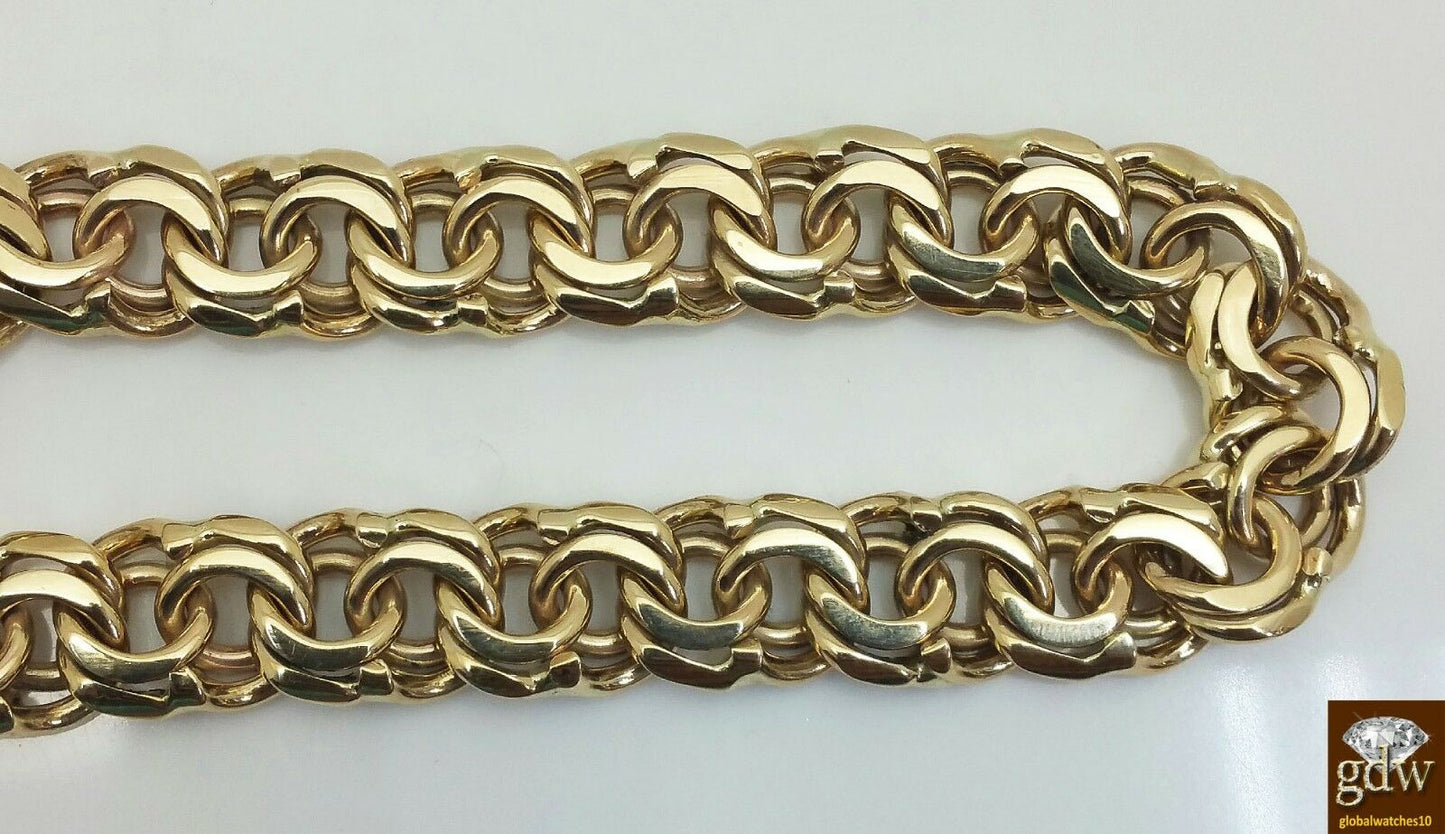 Real Solid 10k Gold Chino Link ID Bracelet Box Lock  8.5" 13mm ID New Rope Cuban