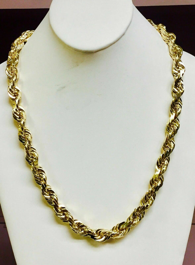 REAL Mens 11mm 10K Solid Rope Chain Necklace Diamond Cut 26" Inch 245 Gram THICK